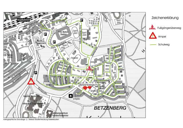 © Stadt Kaiserslautern Kartenausschnitt Schulwegeplan GS Betzenberg © Stadt Kaiserslautern
