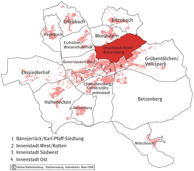 Der Ortsbezirk Innenstadt Nord auf der Stadtkarte