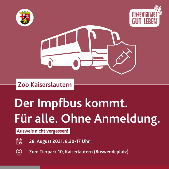 © Zoo Kaiserslautern Ankündigungsplakat: Der Impfbus kommt in den Zoo © Zoo Kaiserslautern